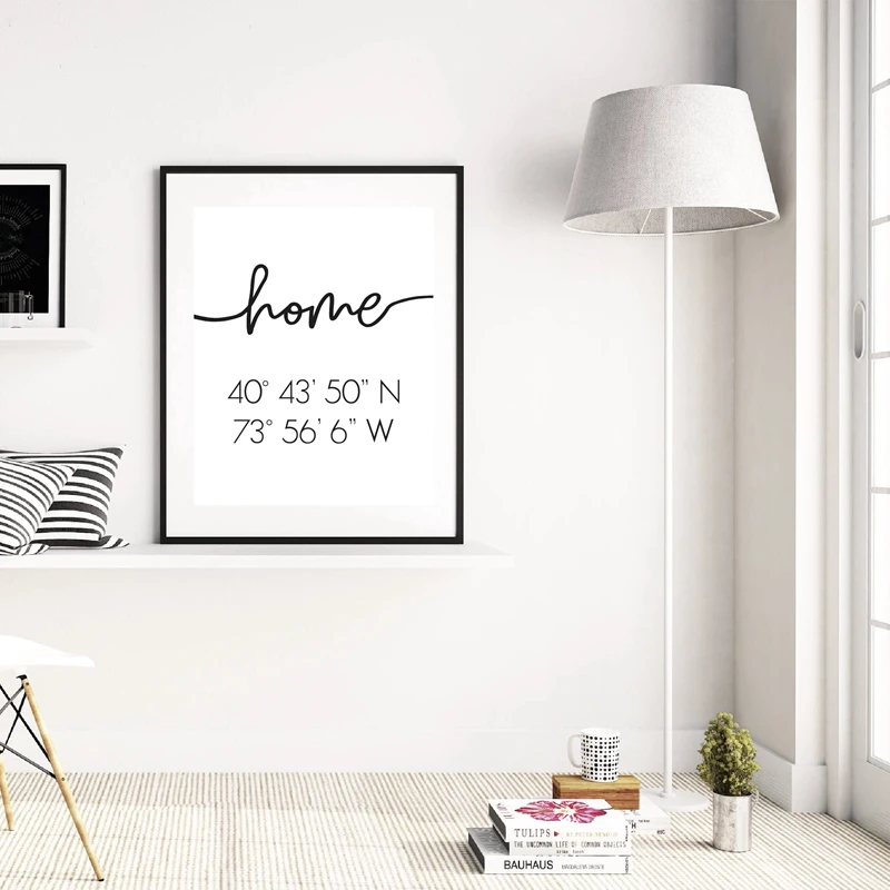 Домашний плакат с координатами персонализированный Картина на холсте Настенная