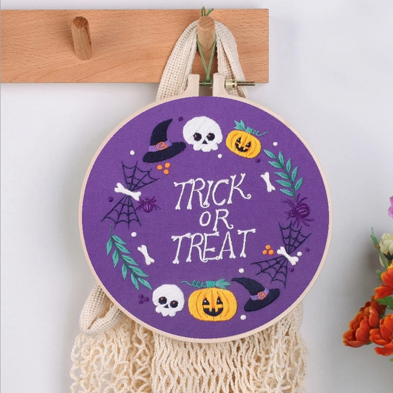 

Embroidery Kit Halloween Embroidery Designs Embroidery Hoop Embroidery Threads Contains Materials and Tool DIY Kit Craft Gift(F)