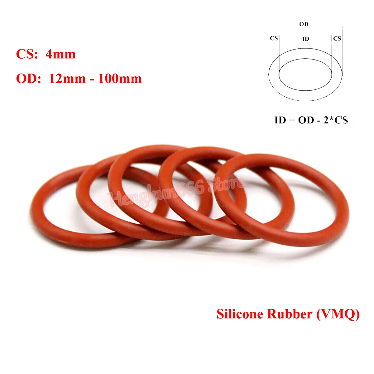 

10Pcs CS 4mm Red Food Grade Silicone O Ring Gasket OD 12mm-100mm VMQ Silicon O-Rings Waterproof Insulation Sealing Washer