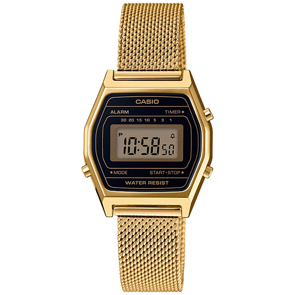 Casio LA690WEMY 1EF мини часы золотые винтажные Ретро стиль Золотая Миланская сетчатая