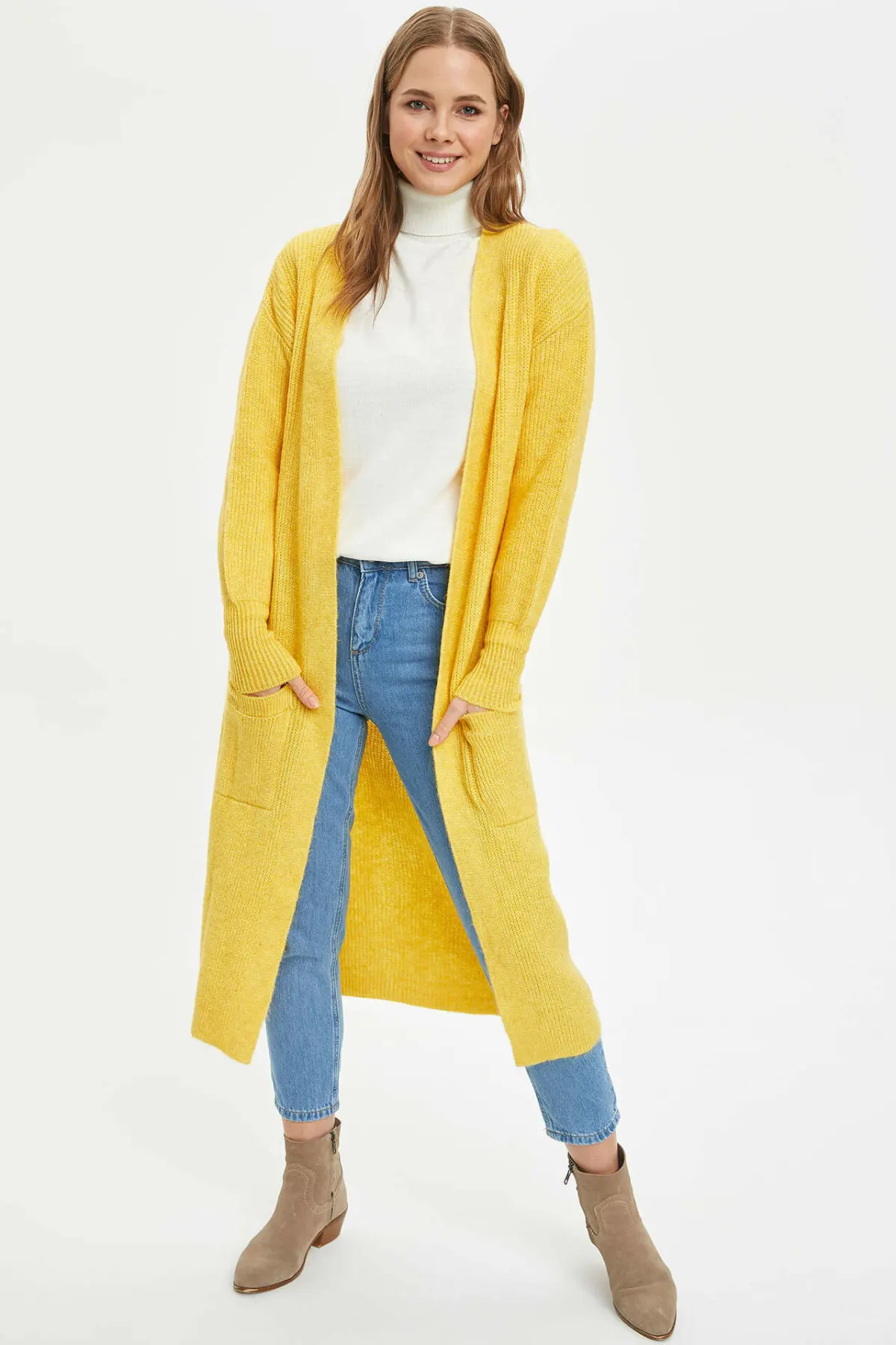 DeFacto женский длинный кардиган однотонный Coats-N7138AZ19WN |
