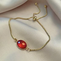 korean fashion geometric golden chain bracelets for women girls colorful crystal adjustable chain bracelet 2022 new jewelry