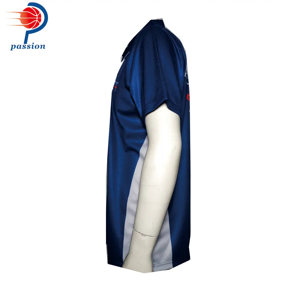 Индивидуальные сублимации короткий рукав крикет рубашка с отложным воротником |