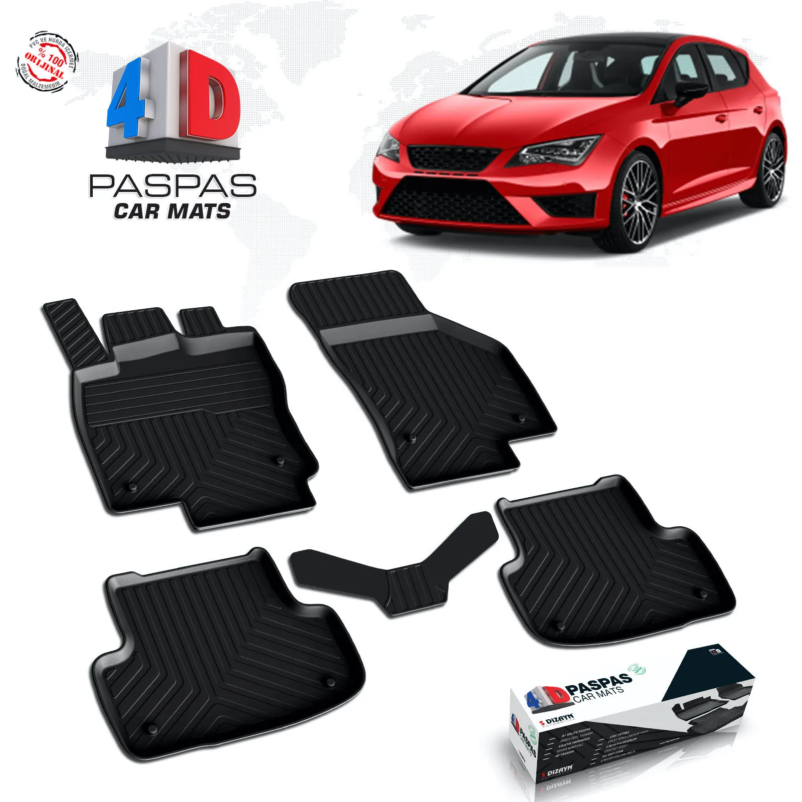 

Для SEAT LEON MK3 / 5F 2012-2019 брендовый автомобильный дизайнерский резиновый коврик и багажник HAVUZU аксессуары для помещений черная модель