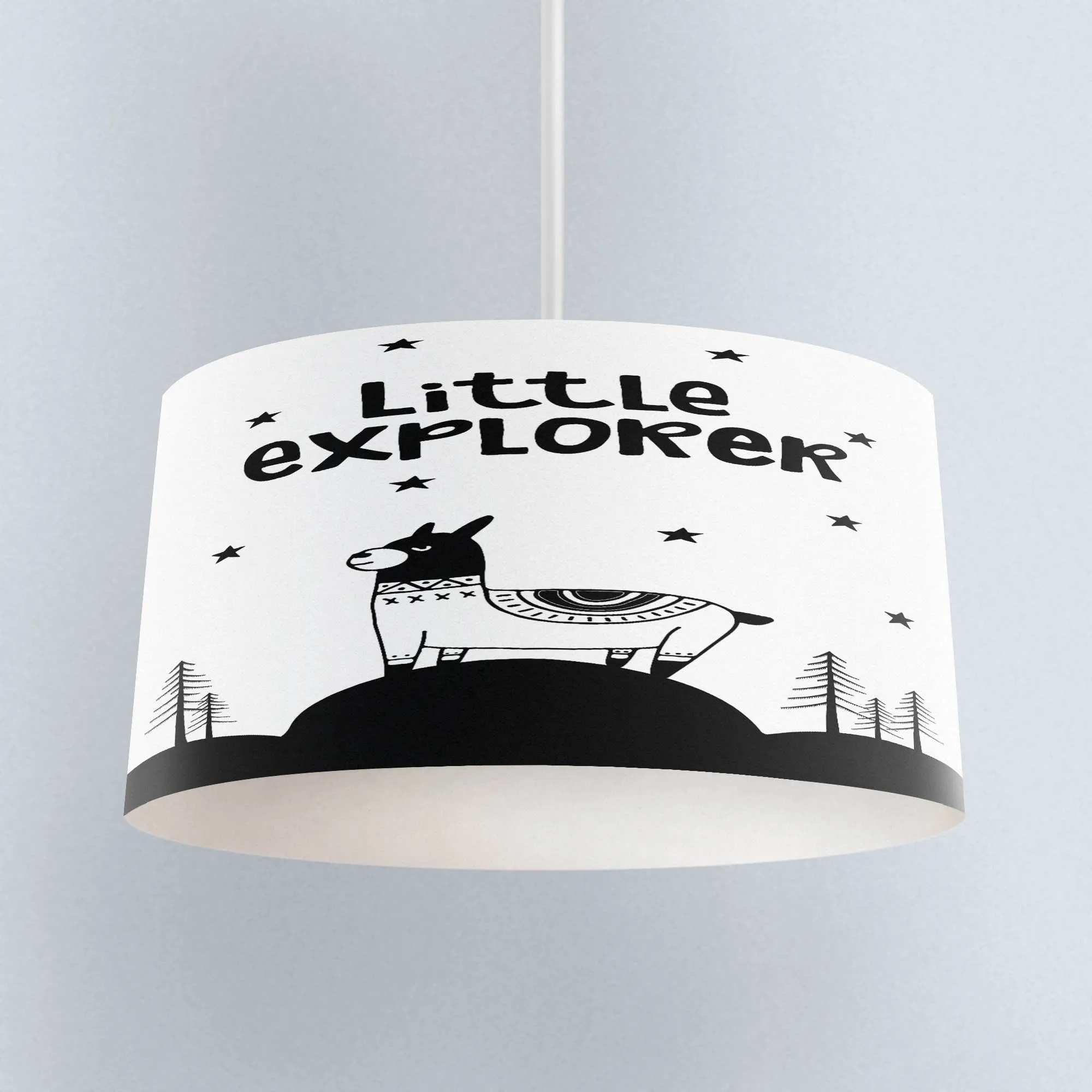 Еще черный белый цвет Explorer ламы в скандинавском стиле печати шелковой ткани дети