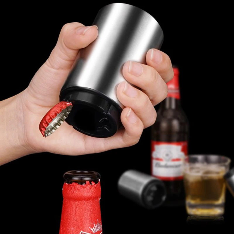 

Stainless Steel Automatic Magnetic Bottle Opener Push Down Beer Soda Cap Opener Home Party Bar Supplies Kitchen Opener Tool