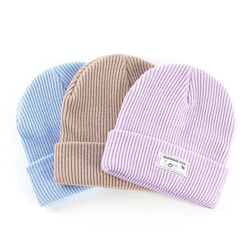 

Geebro Adult Ribbing Soft Beanies Hats Solid Color Baggy Fashion Knitting Elastic Caps Women Casual Autumn Winter New Bonnet