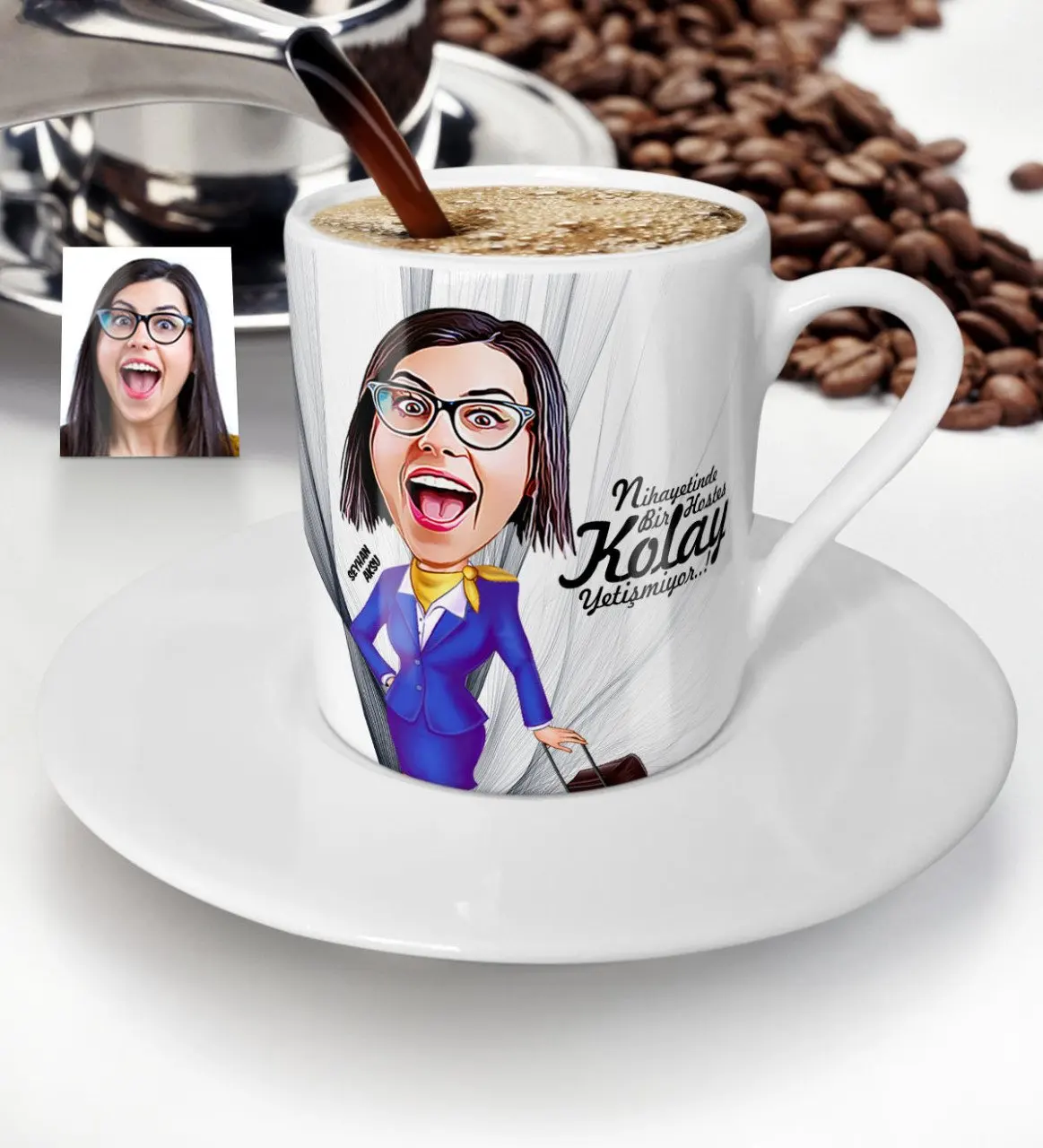 

Персонализированная стюардесса мультфильм чашка для кофе по-турецки-2