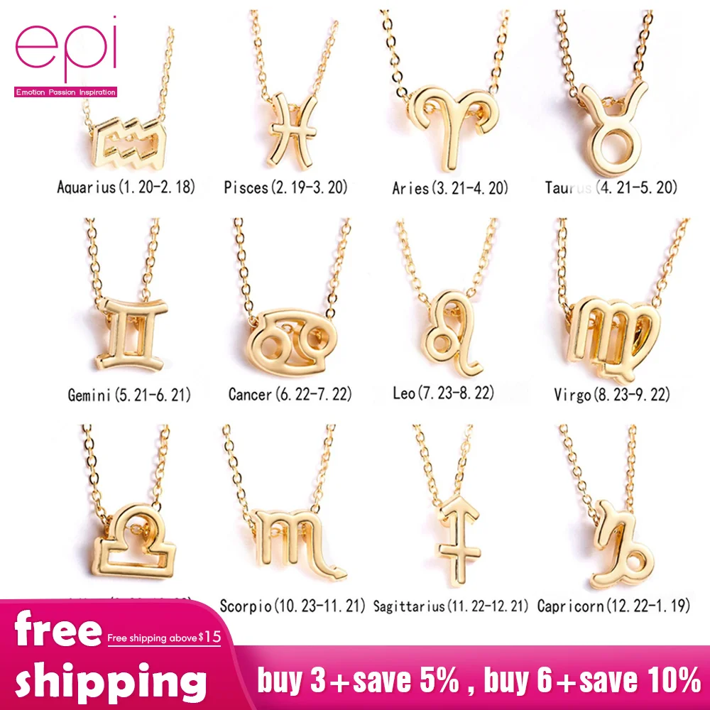 EPI Элегантная звезда знак зодиака 12 Созвездие ожерелья подвески Шарм золотая