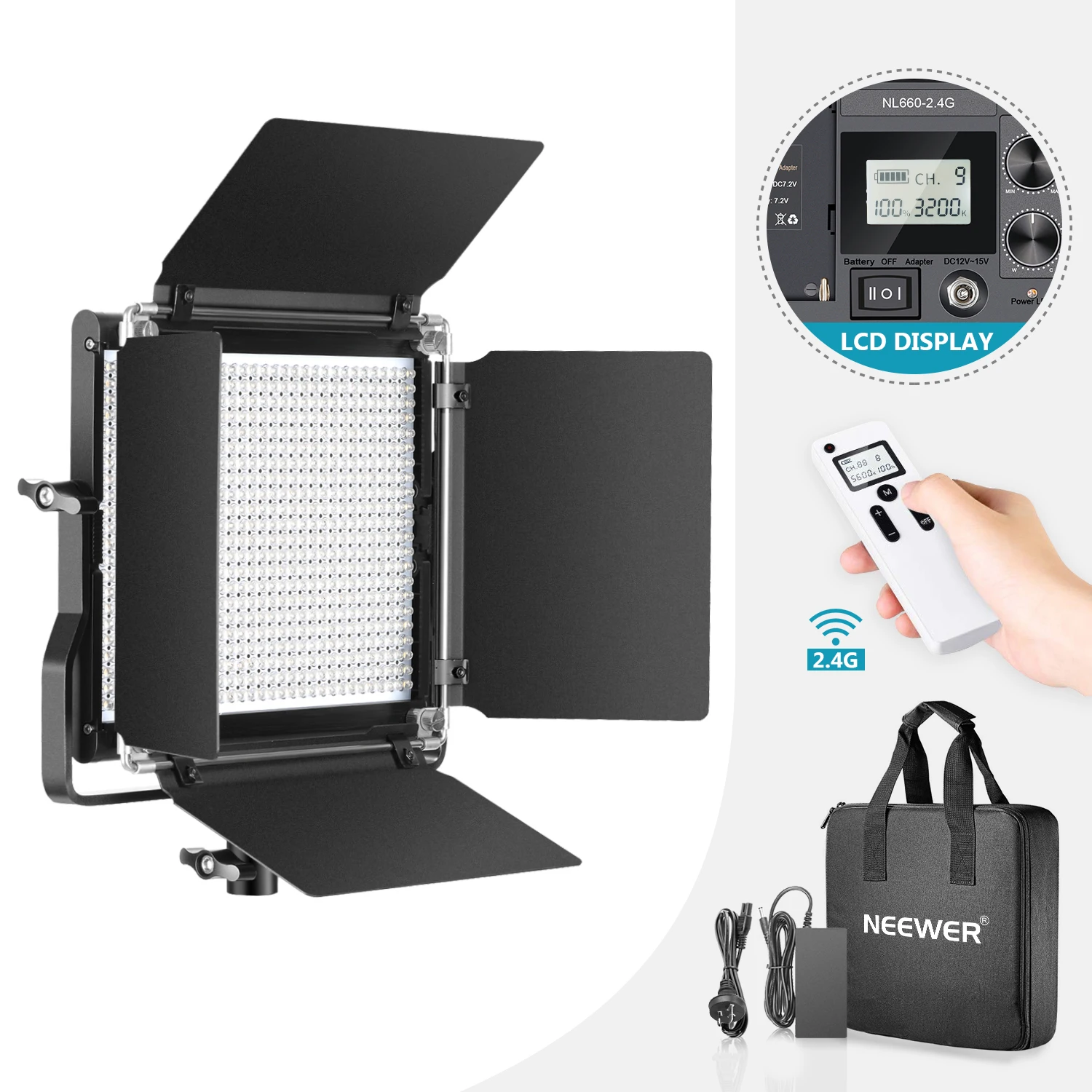 Neewer передовые 660 светодиодный видео светильник Dimmable Bi Цвет Панель с ЖК дисплей