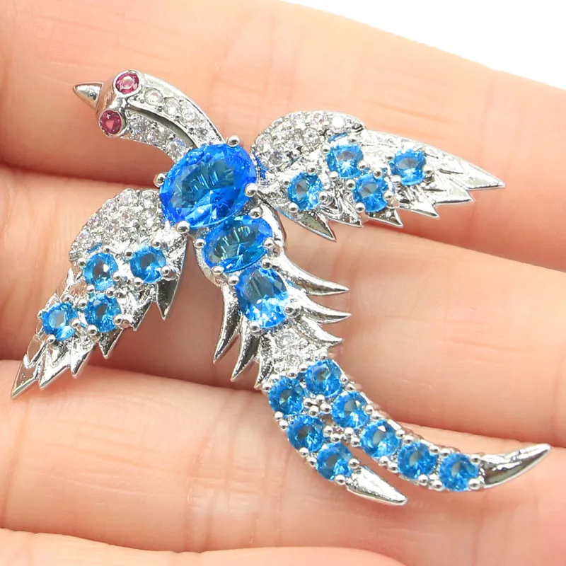 49x43 мм Фантазии в форме феникса создан Париж голубой топаз Турмалин кубическим