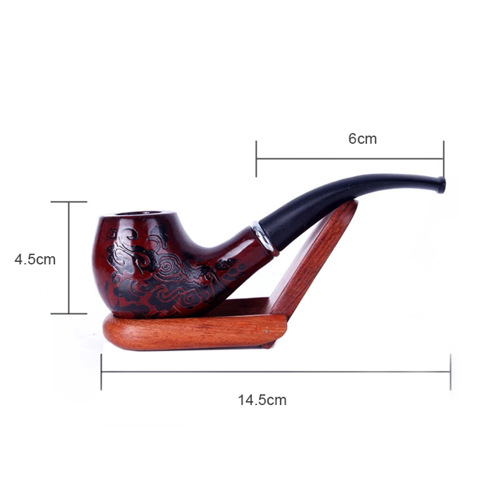 Solid Wood Resin Tobacco Pipe Red Black Pattern Carving Smoke Elbow Roll Filter Cigarette Holder Herb Grinder Smoking Tools | Дом и сад
