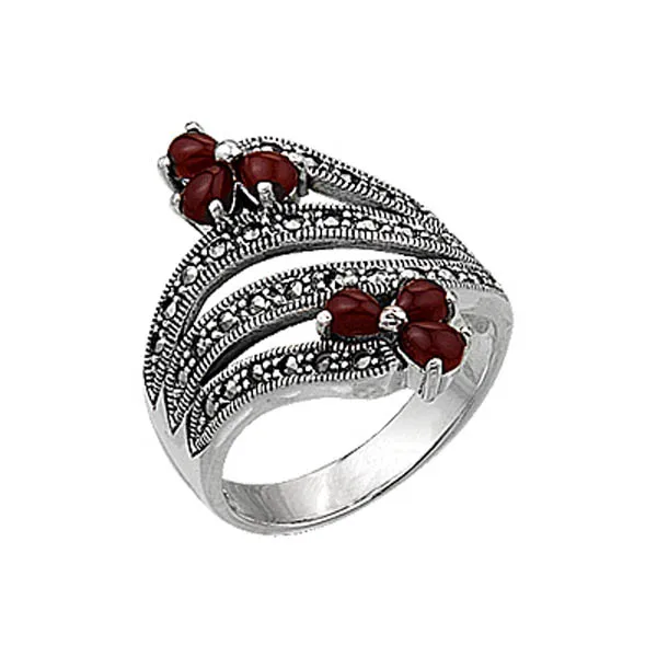 

Серебряное 925 пробы кольцо из марказита