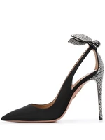 suede black pumps crystal thin high heel cut out runway dress women high heel shoes sexy pointed toe dress women shoes