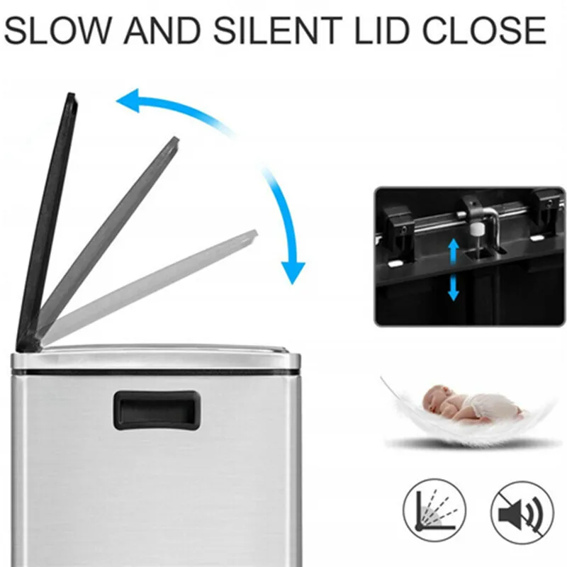 Кухня мусорный бак 16 галлонов мусорное ведро 2 x 30L классифицированы корзина для