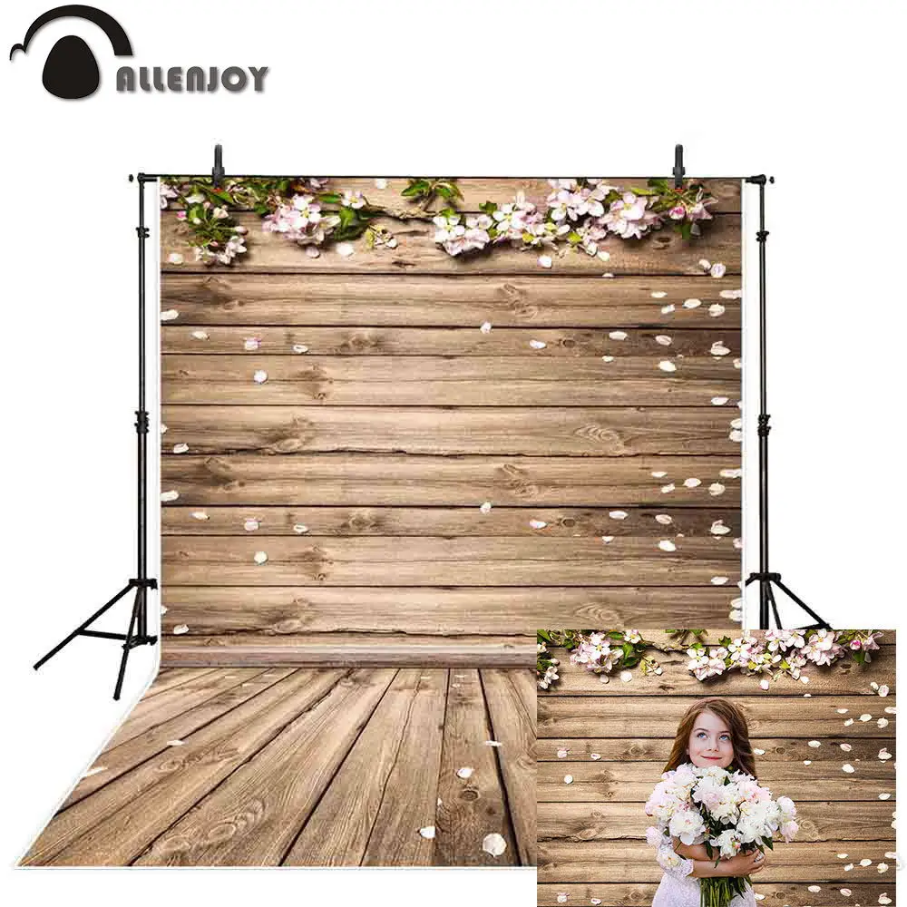 Allenjoy фон для фотосъемки с деревянной доской лепестками цветами винтажный