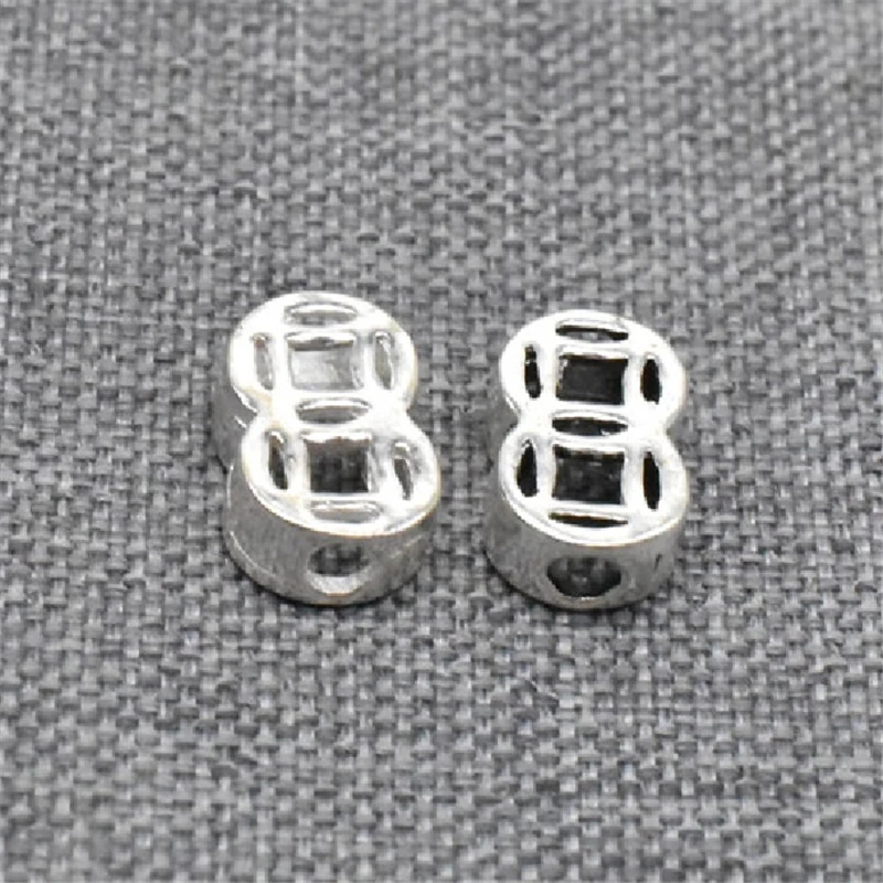 

8pcs of 925 Sterling Silver Double Coin Money Beads for Necklace Bracelet Spacer