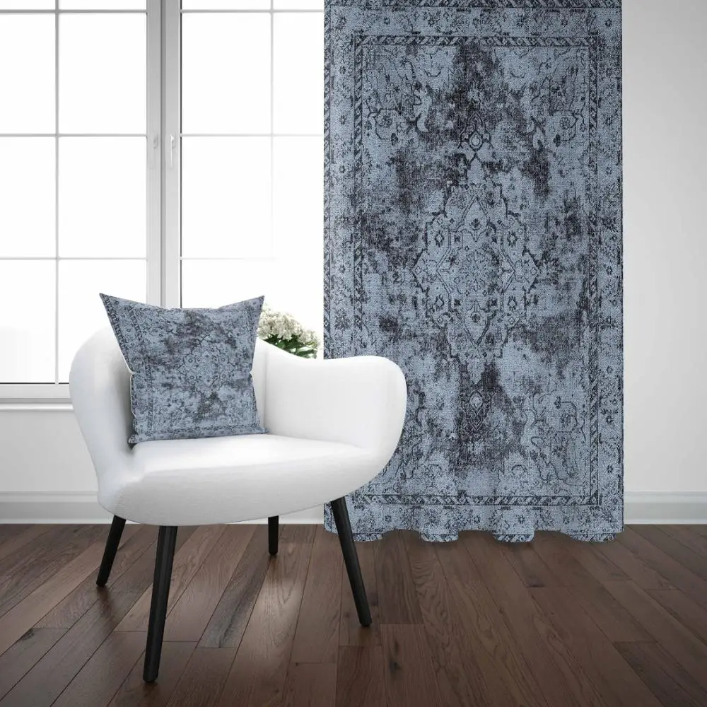 

Else Blue Black Antique Vintage Turkish Ottoman 3D Print Living Room Bedroom Window Panel Curtain Combine Gift Pillow Case