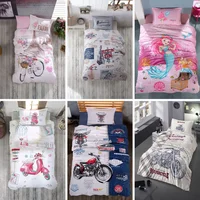 %100 Cotton Bedding Set Princess Unicorn Motors Girls Boys Single Bed Linen Duvet Cover Set Pillowcases Bed Sheet Kids Bed Set