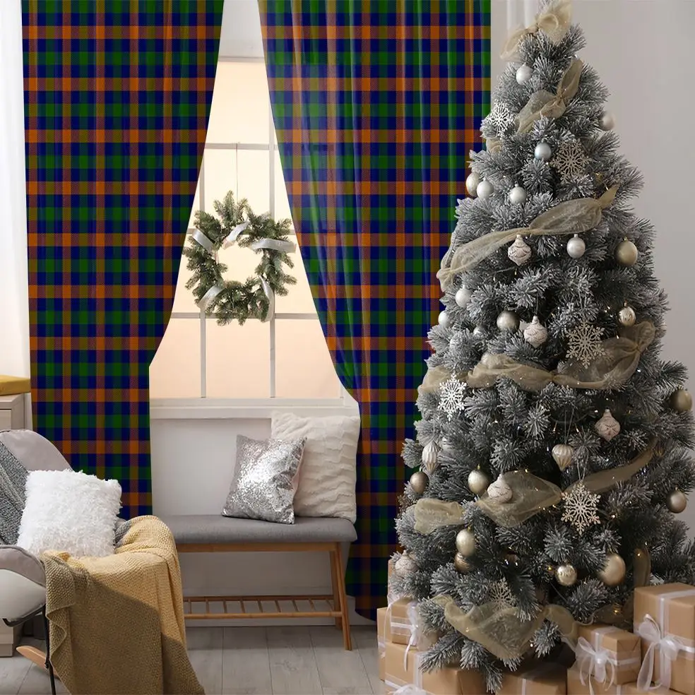 

Curtain Checkered Fabric Design Squares Traditional Geometric Patterns Printed Blue Green Orange