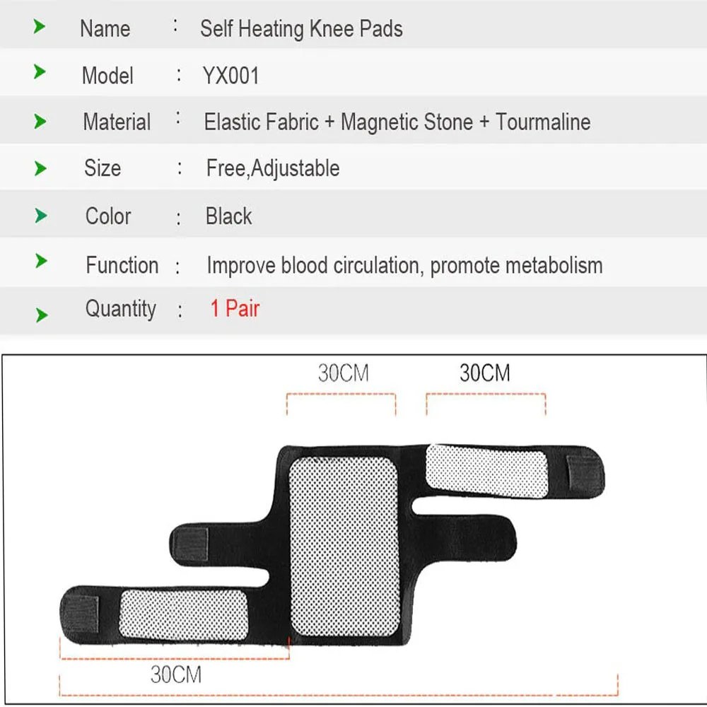 1 Pair Knee Brace Support Pads Adjustable Tourmaline self-heating magnetic therapy Knee Protective Belt Arthritis Knee Massager images - 6