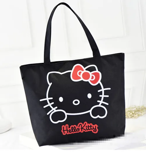 Холщовая Сумка с принтом Hello kitty, сумка на плечо, сумочка, XK-10321