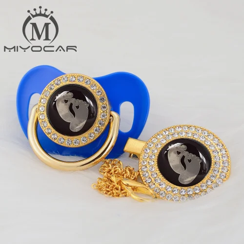 MIYOCAR/Милая Золотая и серебряная Соска-пустышка с золотым украшением для ног и пустышка с клипсой, не содержит бисфенол, пустышка, уникальный дизайн, GFT-08 - Цвет: GFT-6   0-6M