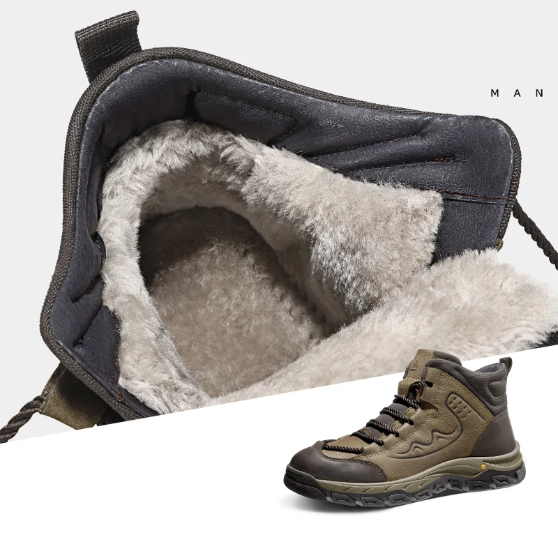 CAMEL Waterproof Sneakers for Men Hiking Shoes Leather Trekking Boots Climbing Camping Hunting Mens Mountain Tactical Ankle Boot