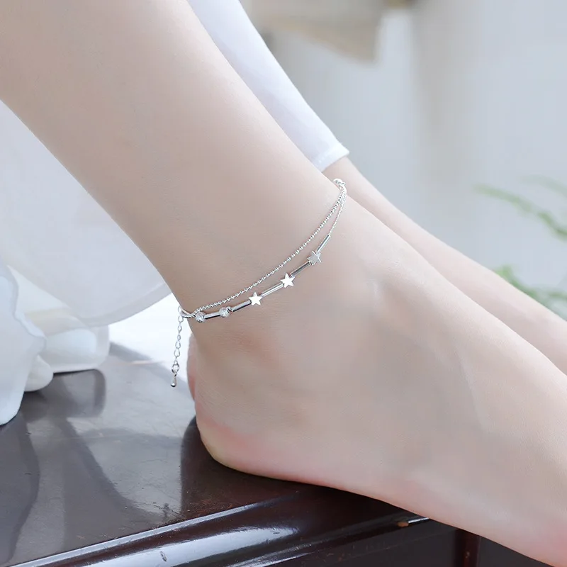 

Exquisite Beads Ankle Bracelet For Women Hollow Heart Shape Stars On Foot Ankle Bracelets Summer Beach Barefoot Sandal Jewelry