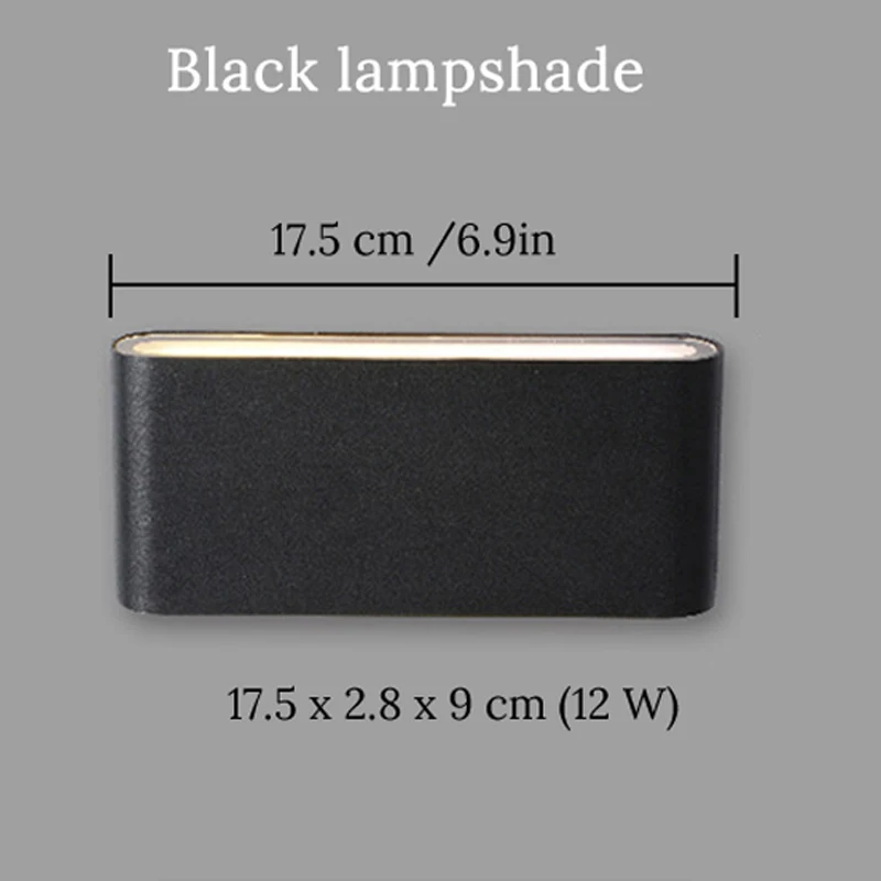 black 12W Big size Светодиодный настенный светильник водонепроницаемый наружный настенный светильник IP65 Алюминиевый 6 Вт/12 Вт светодиодный настенный светильник для помещений декорированный настенный светильник - Цвет абажура: black 12W Big size