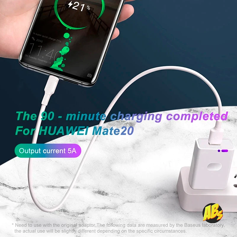 Кабель Baseus 5A USB Type C 100см для Huawei Mate 20 P20 P30 Pro Samsung S10 S9 Oneplus 6t быстрый usb-c кабель