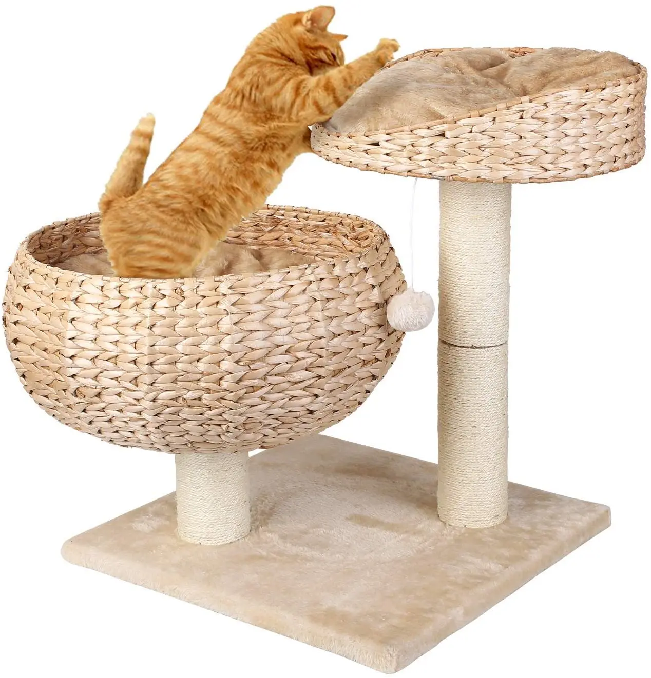 

Cat bed stable tree with scratch bed durable climbing tree for cats cat tree cat furniture cat Tower beige, with 2 k