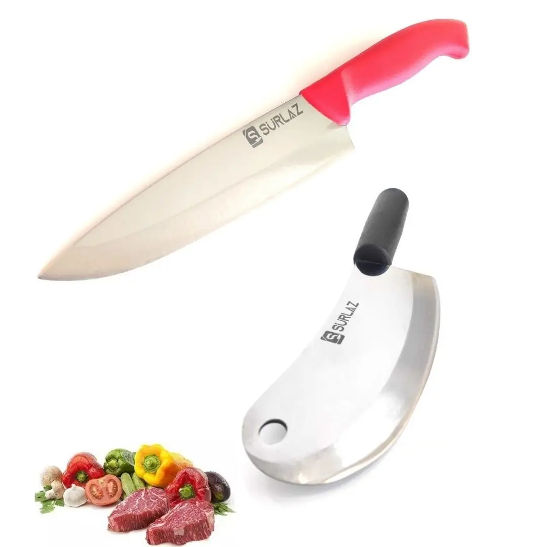 

SürLaz 2 PCS Chef Knife Slicing Stainless Steel Turkish Kitchen Knives Meat Tools with ergonomic