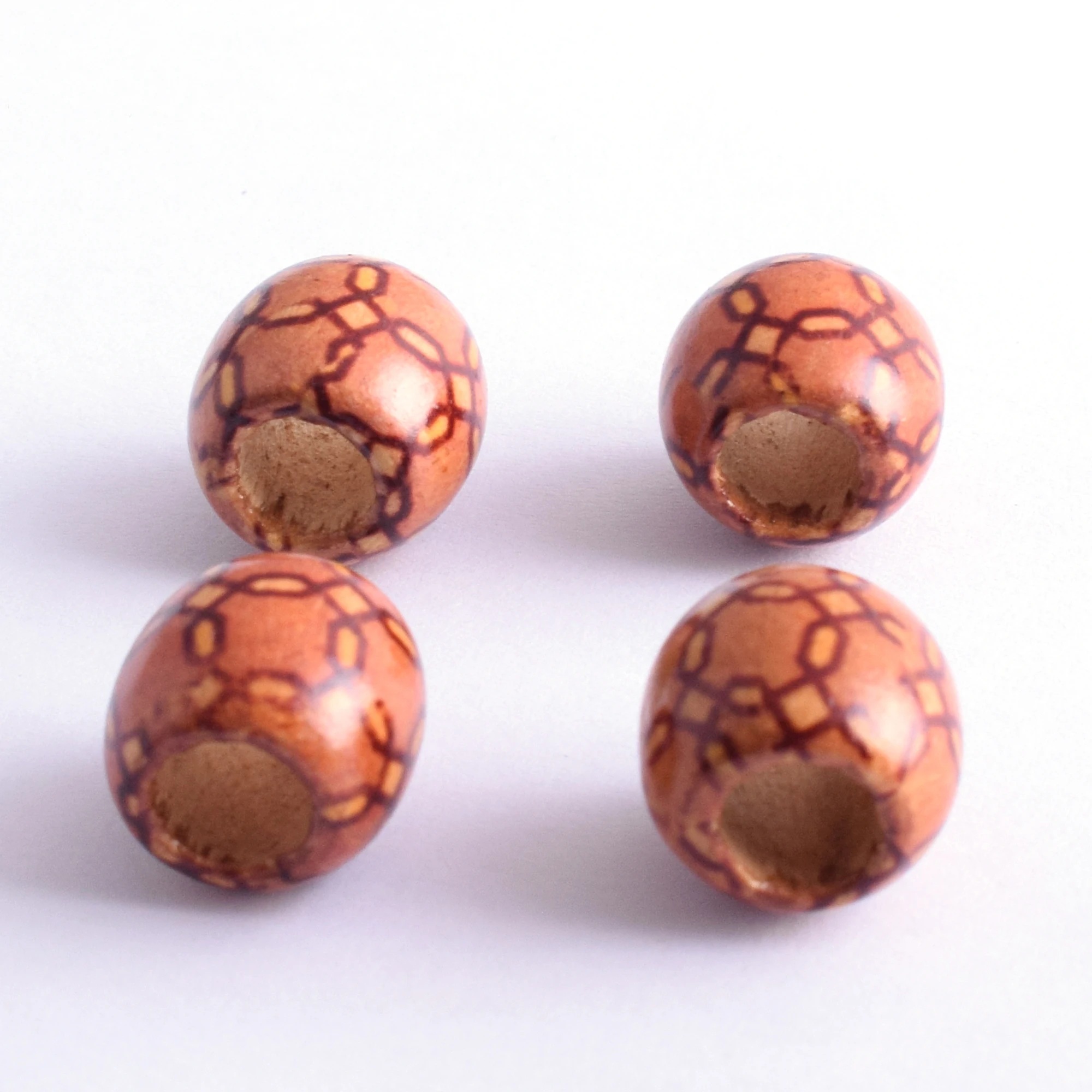 

Round Wooden Beads Large Hole Beads Wooden Bead Tribal Patterned Wood Beads Macrame for DIY Jewelry Making 50Pcs 8mm