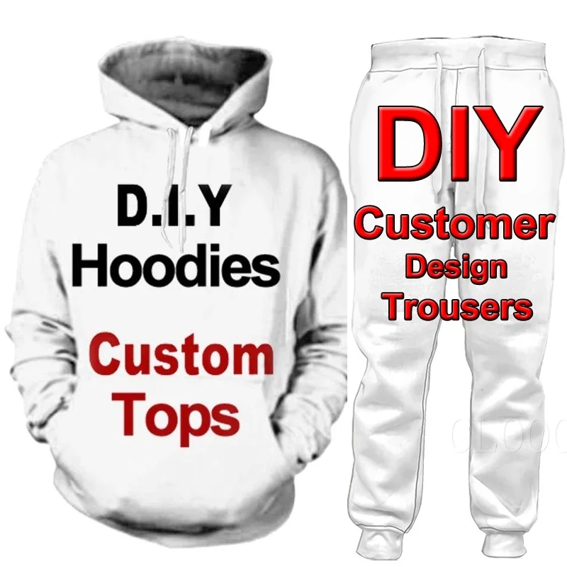 One Piece Custom Clothing 3D Print Sweatshirt Hoodies Set Women Tracksuit Couple Pullover/Pants Outfits Fun Diy Casual Male Suit