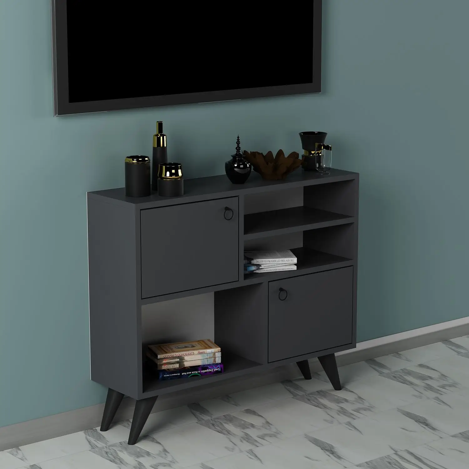 Мебель Modenr tvunit мебель для гостиной Tvunit Современная полка Антрацит металлические