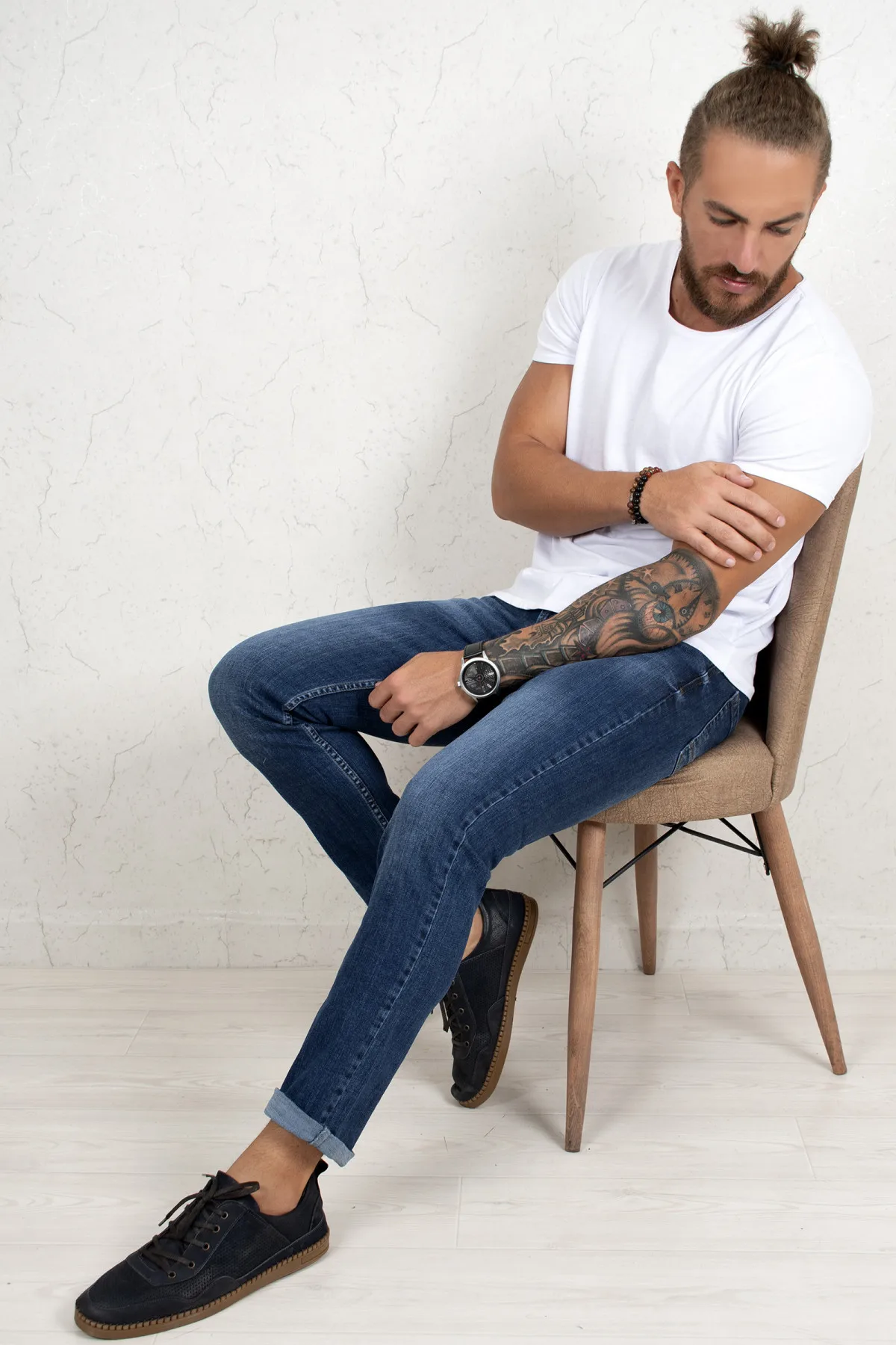 

DeepSEA Male Blue Slim Fit Jeans Denim Long Pants Slim Fit Cotton Lycra Street Clothing Four Seasons Vintage Casual 2021833