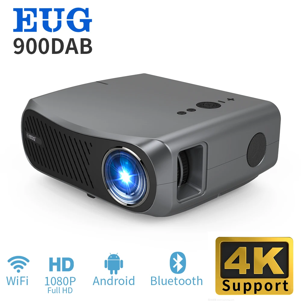 2021 900DAB проектор Поддержка 4K 1080P Разрешение Android 6 0 черный цвет WIFI Blueteeth для