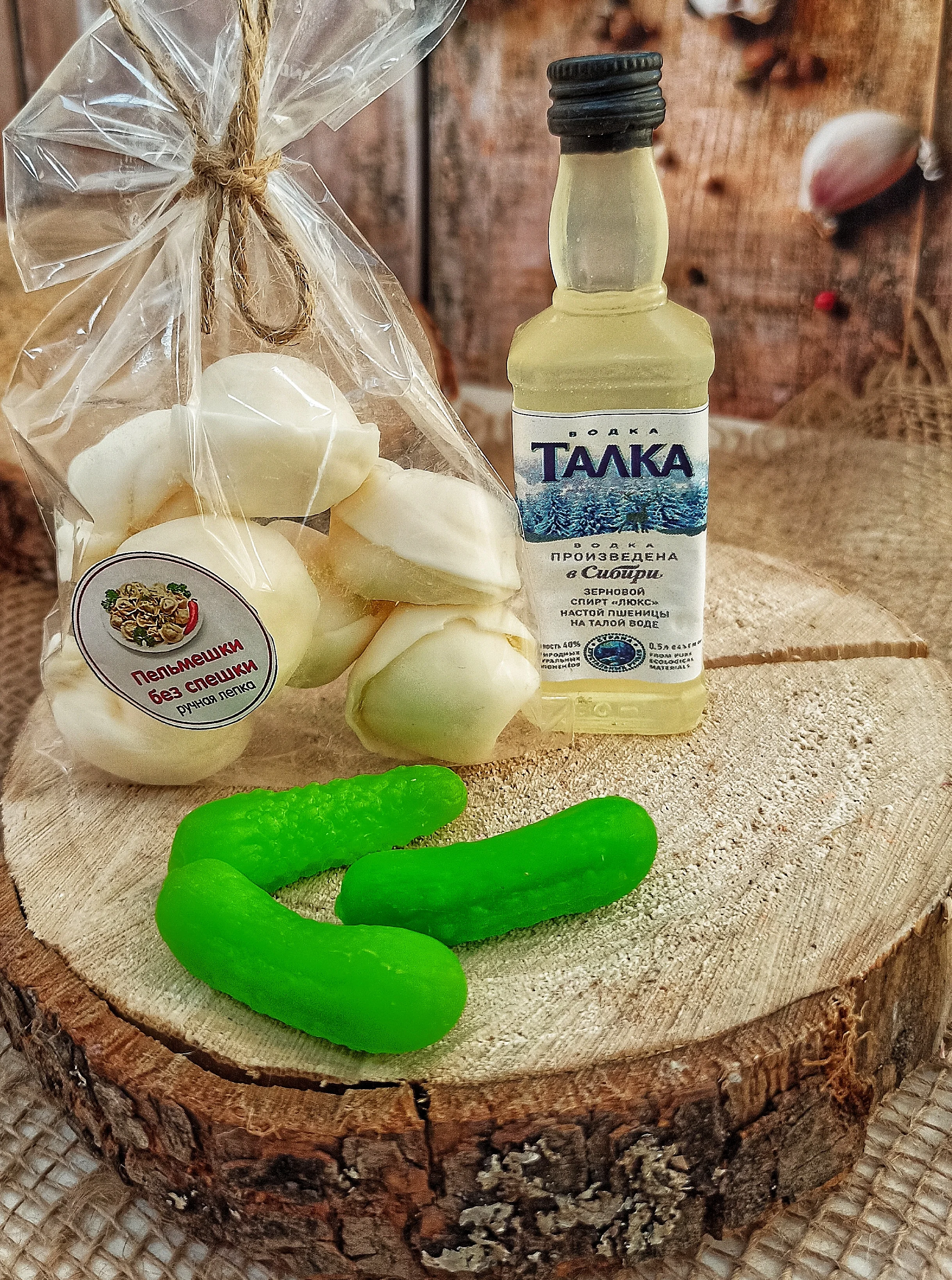 мыло ручной работы в форме пельменей и бутылочки / сувенирное прикольный подарок