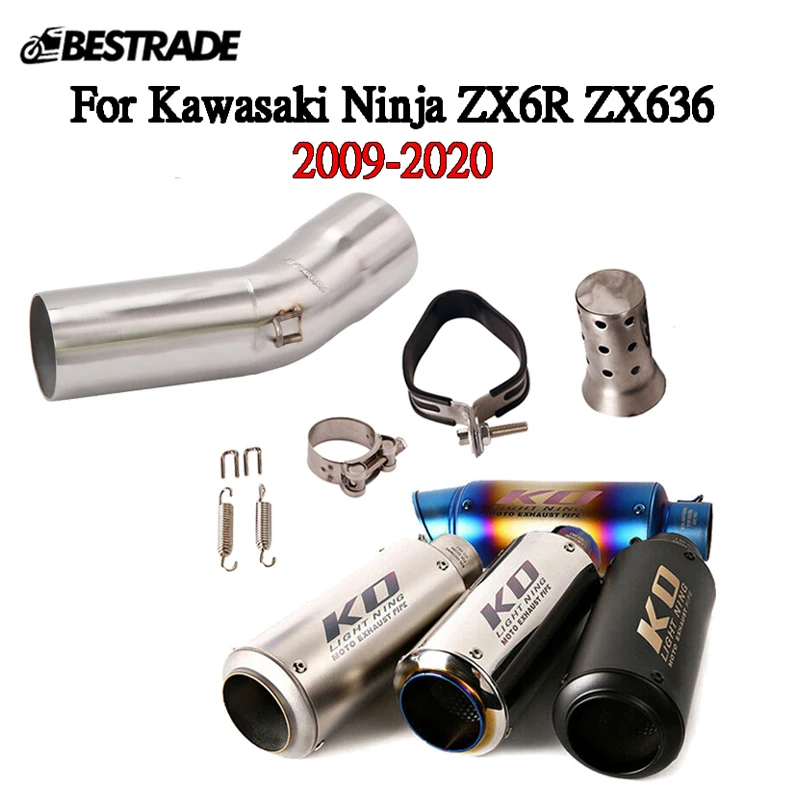 

Полная выхлопная система для Kawasaki Ninja ZX6R ZX636 2009-2020 Средняя линия соединения трубы слип на 51 мм глушители трубка с дБ убийцей