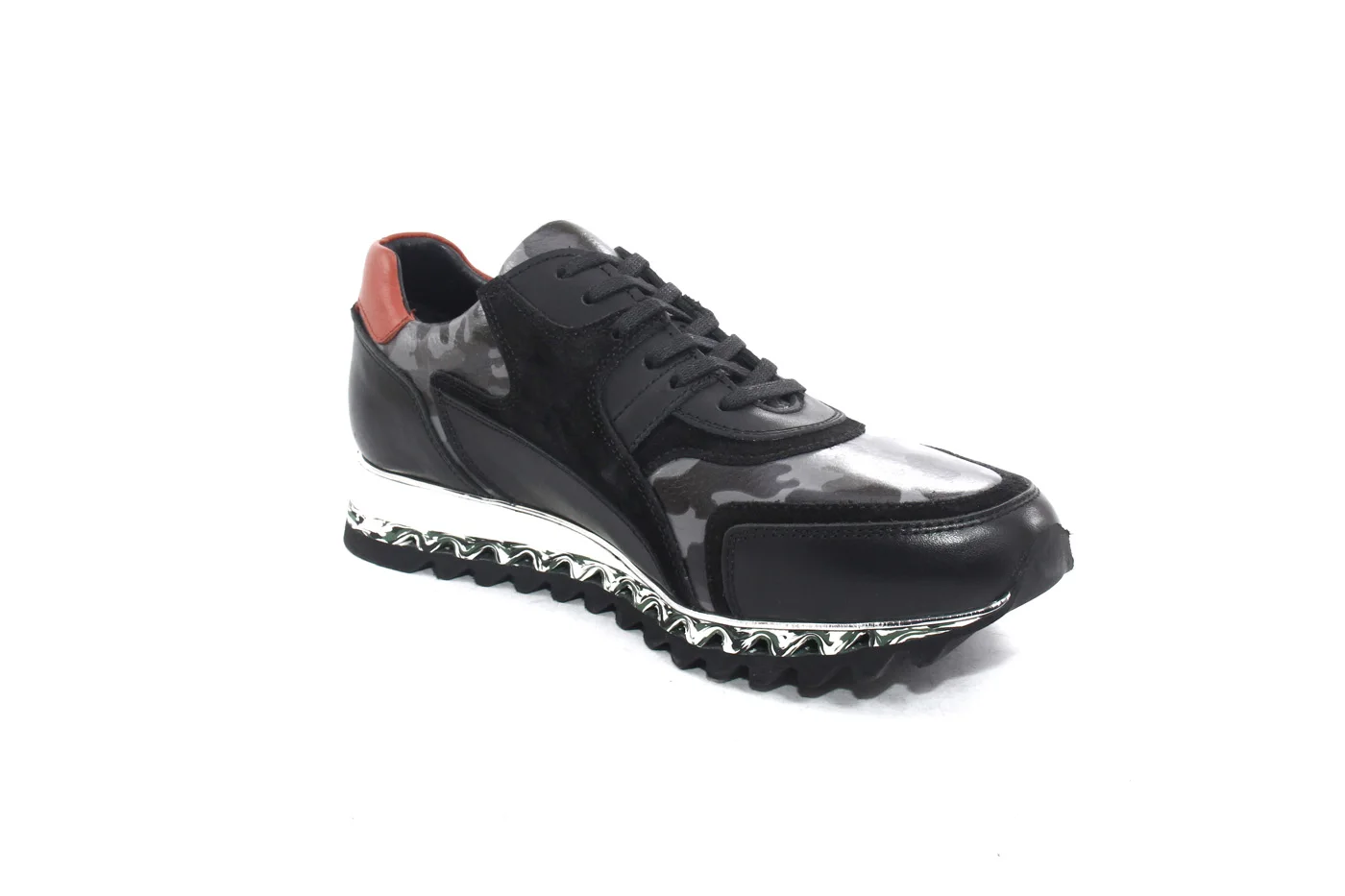 

SHENBIN'S Handmade Sport Shoes, Camouflage Military Patterned and Aniline Leather and Suede, Modern Lightweight Soles