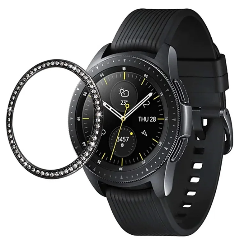 black Металлическая крышка для samsung Galaxy Watch 46 мм/42 мм чехол gear S3 Frontier/классический спортивный клейкий чехол ремешок аксессуары 46/42 3 - Цвет ремешка: black