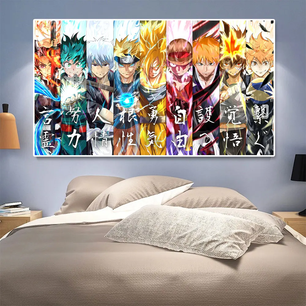 

Japanese Classic Anime Canvas Painting Wall Art Luffy Goku Naruto Characters Posters and Print Pictures for Room Home Decoration