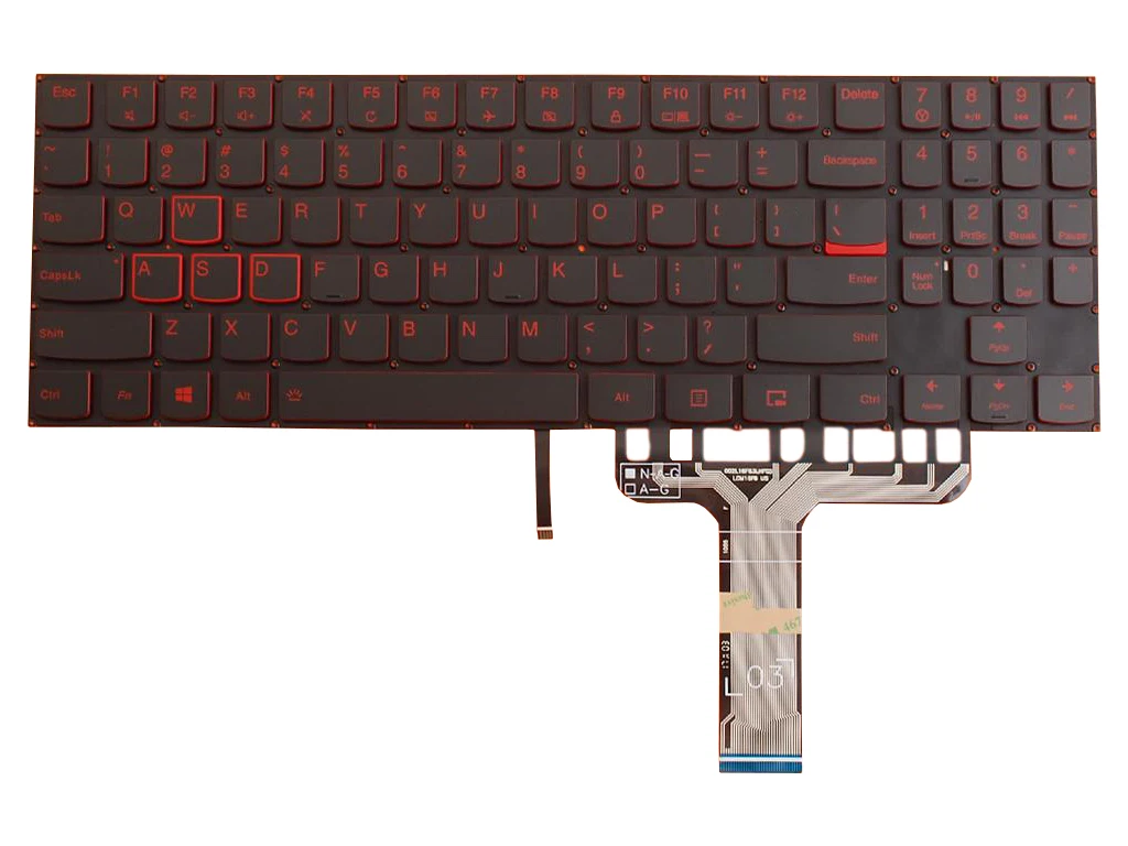 Клавиатура для ноутбука Lenovo Legion Y520 Y520-15IKB черная без рамки подсветка красная |