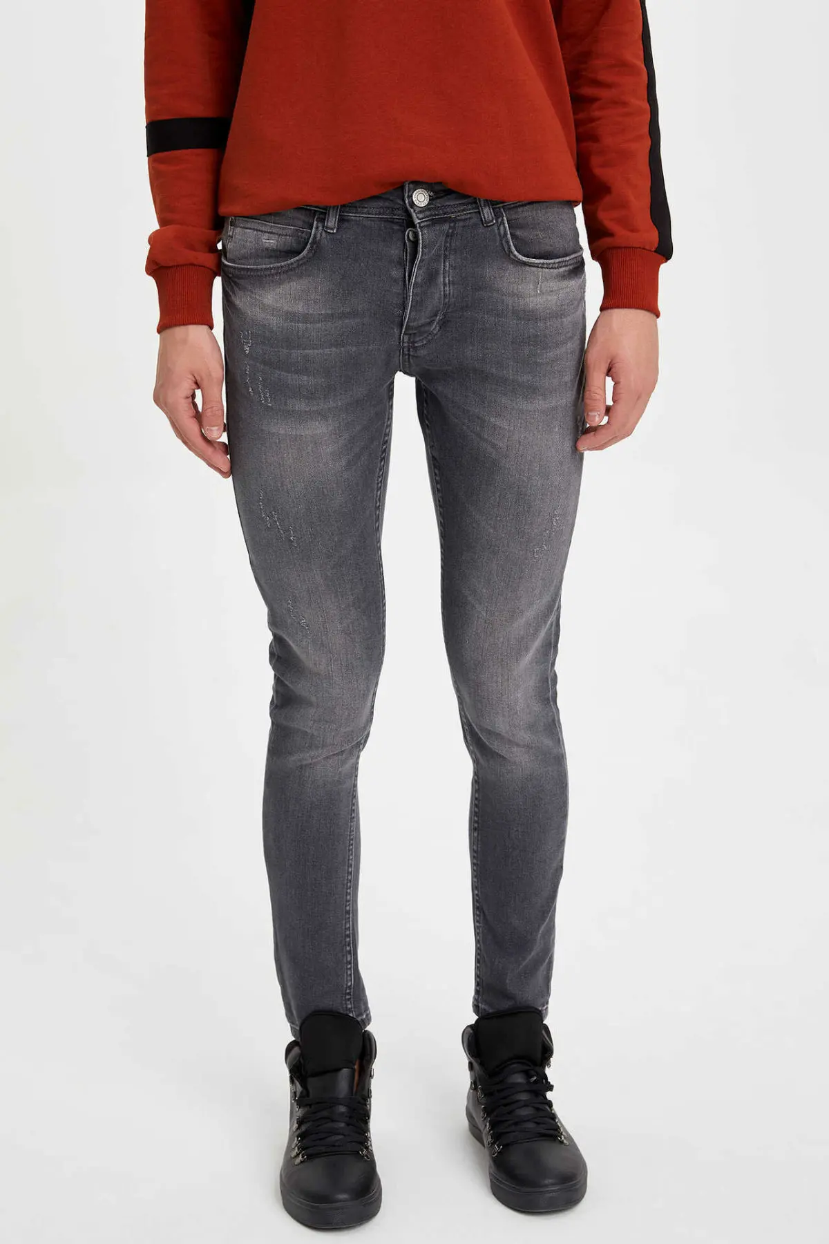 Дефакто мужские Модные простые брюки джинсы повседневные классические тонкие