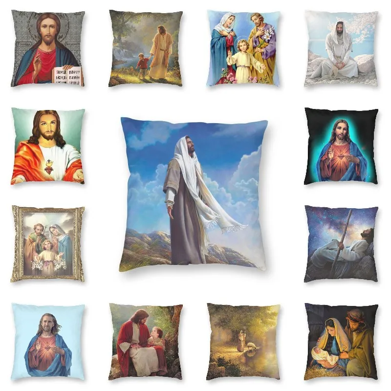 

Nordic Style Savior Jesus Christ Cushion Covers Sofa Decoration Religious Christian Square Throw Pillow Case 45x45cm