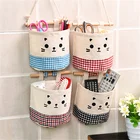 Мультяшная многофункциональная настенная подвесная сумка для хранения, органайзеры для макияжа Sundriestoy, органайзеры для хранения, влагозащищенный пакет из хлопка и льна