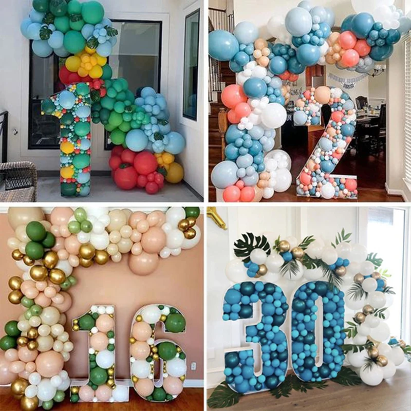 100cm Mosaic Number 0-9 Blank Balloon Filling Box DIY Birthday Balloons Frame Board Baby Shower Birthday Party Decorations kids