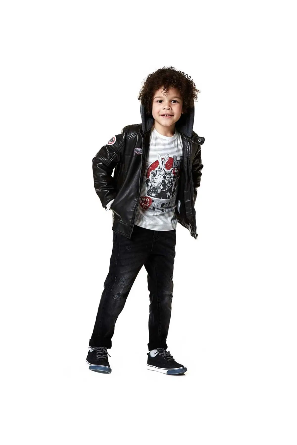 Losan/Детская куртка из искусственной кожи с капюшоном для мальчиков 057 8252001 038| |