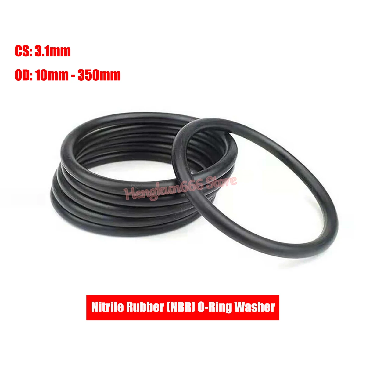 

CS 3.1mm O-Ring Black Nitrile Rubber NBR O Ring Seals Washer OD 10mm-350mm Round O Type Gasket Corrosion Oil Resistant High Temp